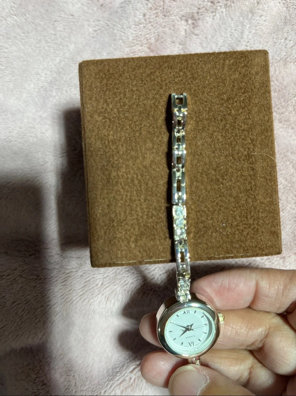 Silver Crystal Accent Women's Quartz Bracelet Watch